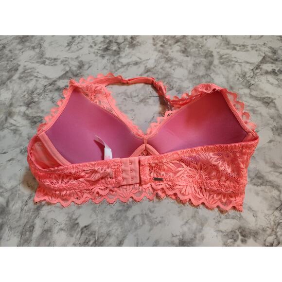 PINK Victoria's Secret Floral Lace Adjustable Halter Strap‎ Bralette Bra Size M - Picture 2 of 6